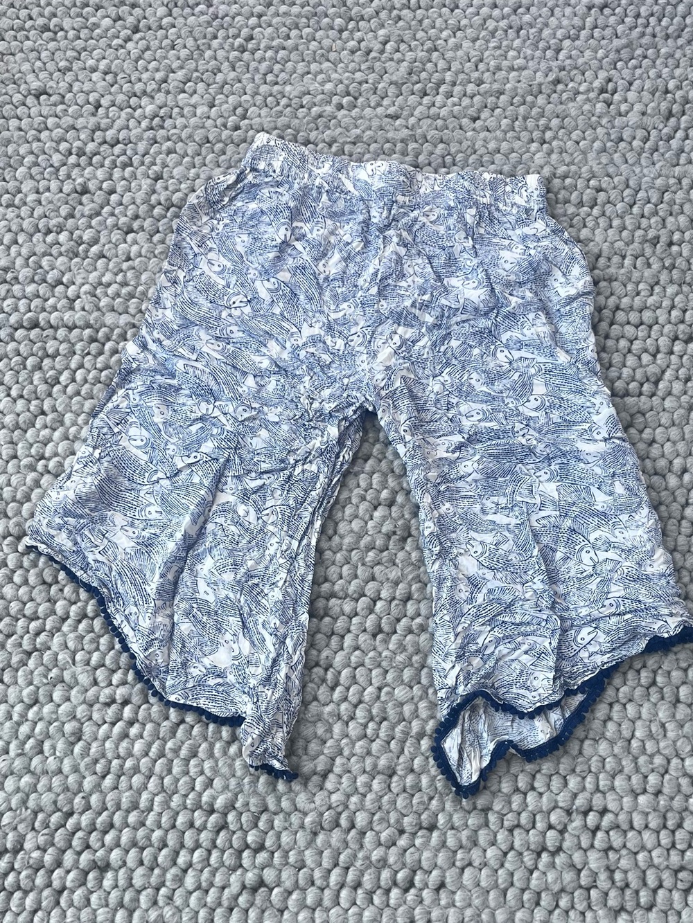 Anthropologie Blue White Printed Beach Cover Up Capris